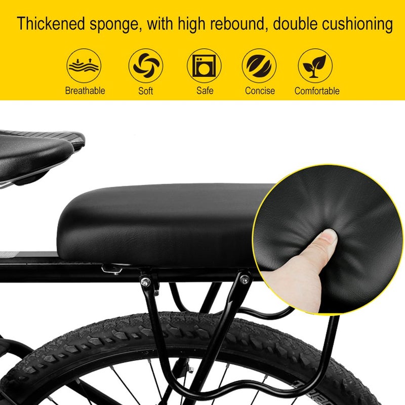TOPCABIN Bicycle Manned Cushion Mountain Bike Back Shelf Seat Cushion Manned Comfortable Saddle Children Back Seat(Black) - Image 2